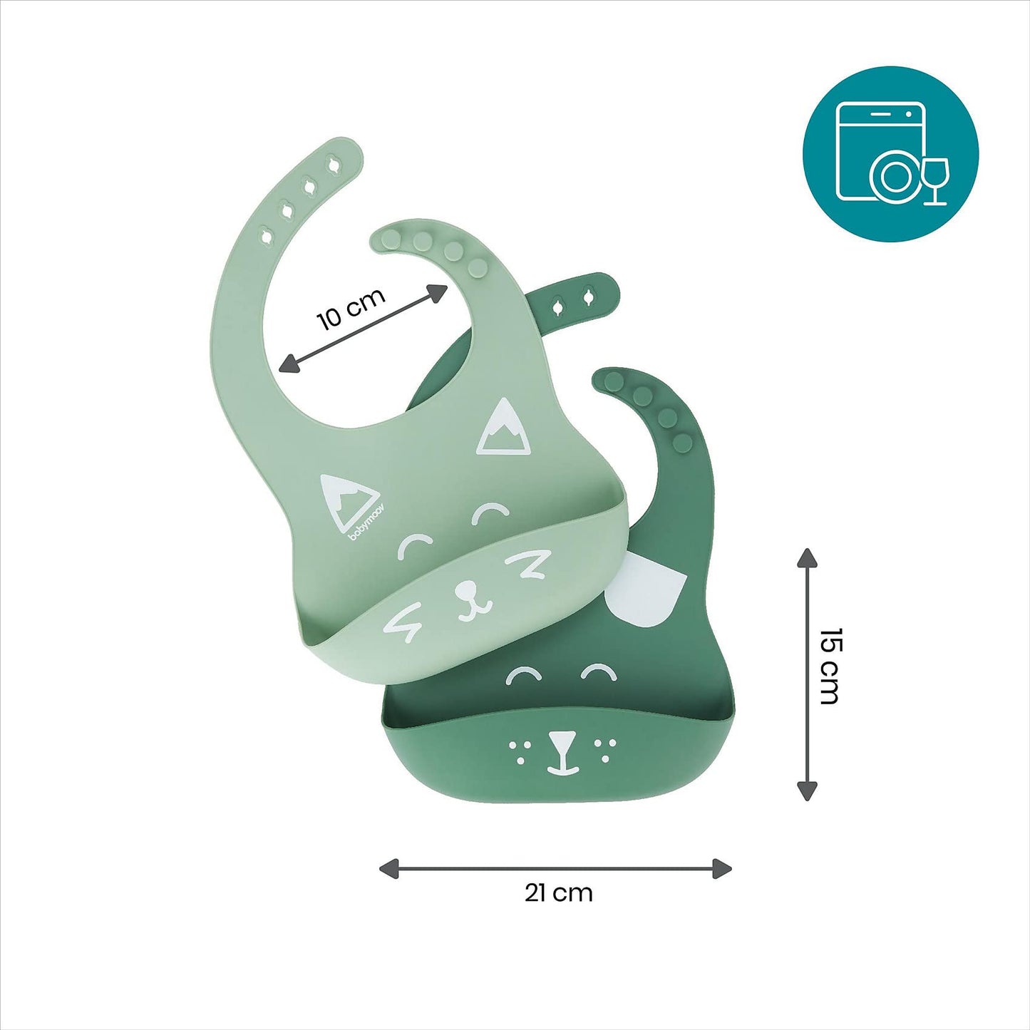 Babymoov BIB’ISY 2-osaline silikoonist põllekomplekt, roheline