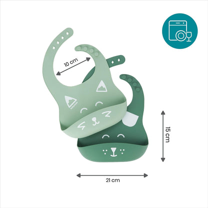 Babymoov BIB’ISY 2-osaline silikoonist põllekomplekt, roheline