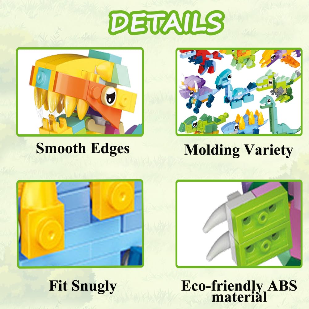 AIDIER 12-ühes dinosauruste ehitusklotsid, hariv ehituskomplekt lastele alates 7. eluaastast