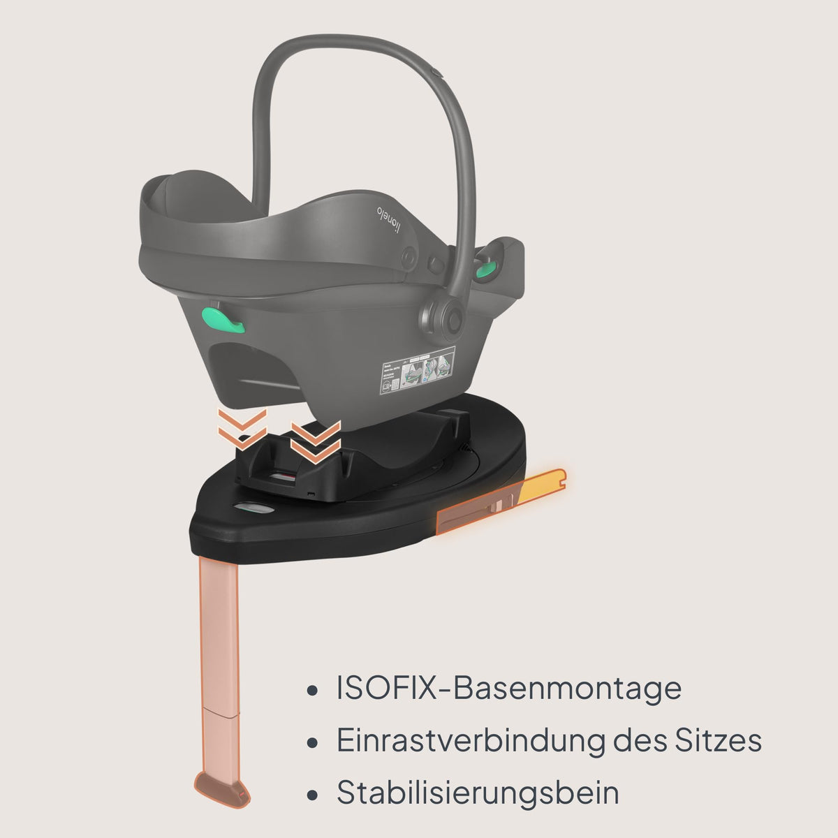 Lionelo Astrid i-Size Base Plus ISOFIX-alus turvahällile, 180° pööratav, must