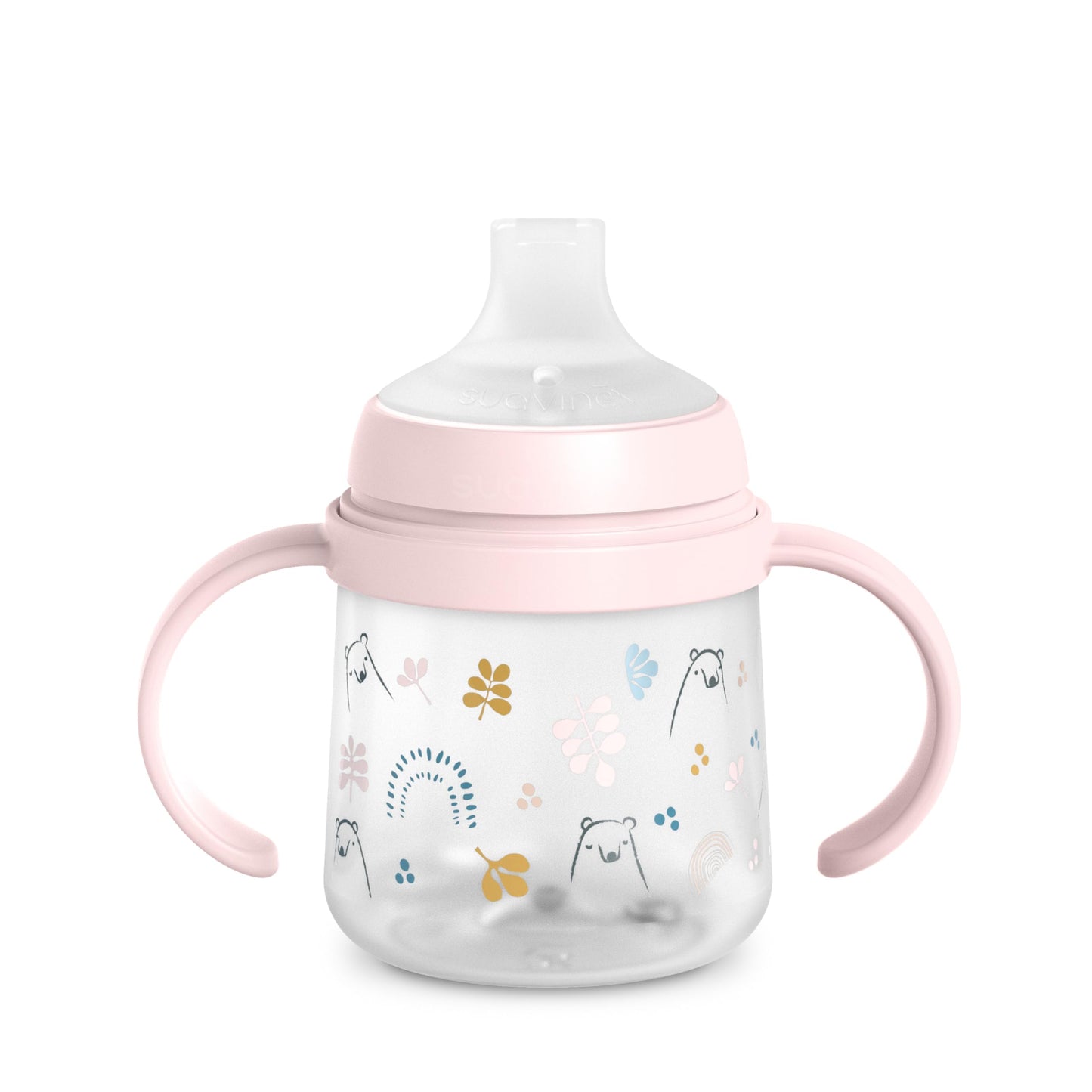 Suavinex Bears treeningtass käepidemetega, 150 ml, roosa