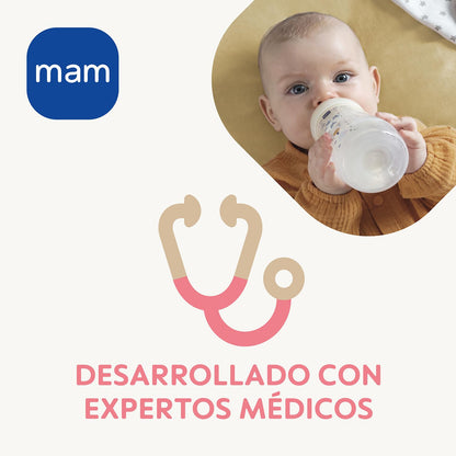 MAM Easy Active lutipudel 330 ml, X-lutt paksudele vedelikele, 6+ kuud, türkiis