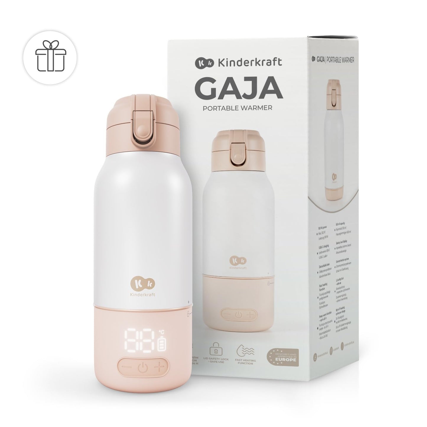 Kinderkraft GAJA pudelisoojendaja 2-ühes termospudel 500 ml, beež