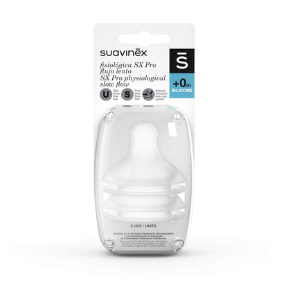SUAVINEX 2 sümmeetrilist SX Pro pudelilutti Slow Flow 0+ kuud