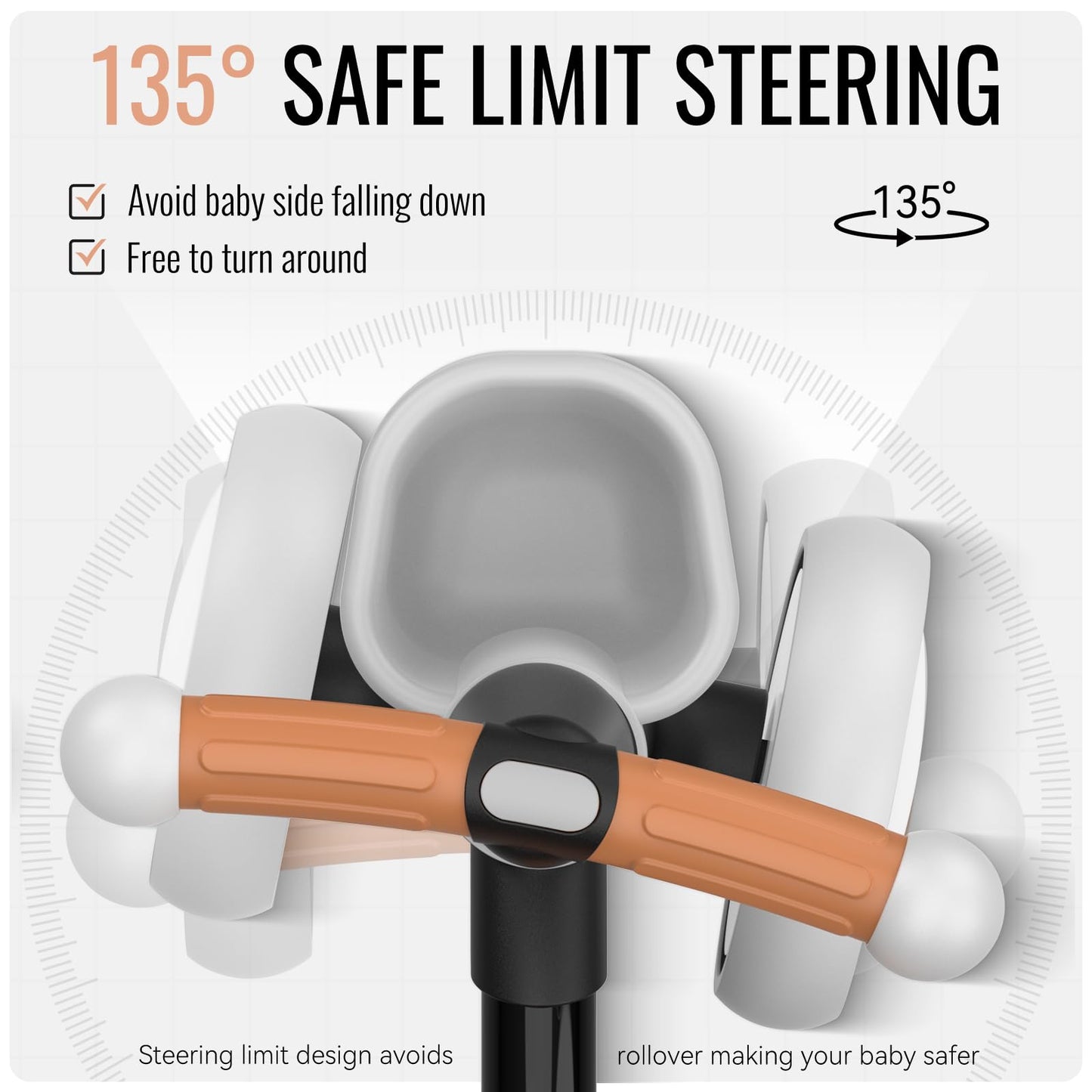 Umatoll beebide tasakaaluratas, 4 rattaga, eemaldatava korviga, must