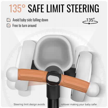 Umatoll beebide tasakaaluratas, 4 rattaga, eemaldatava korviga, must