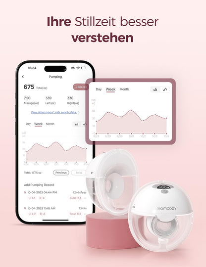 Momcozy M5 Smart elektriline rinnapump, 2 tk, hall, äpiga juhitav