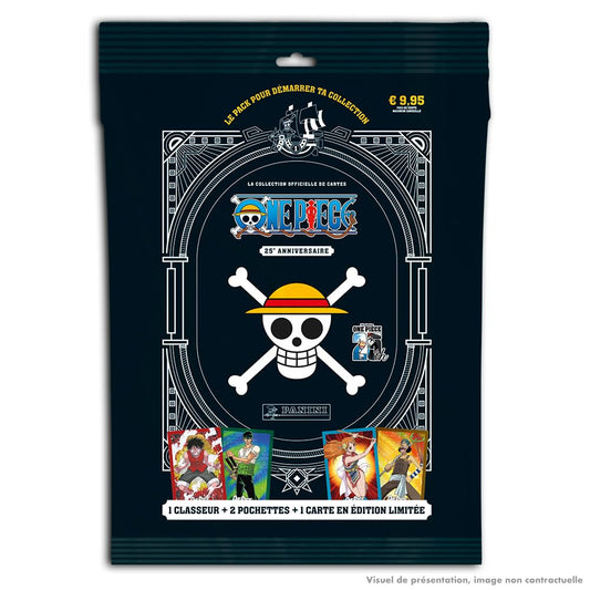 Panini One Piece 25. aastapäeva kogumiskaartide stardikomplekt (kaust + kaardikiled + piiratud väljaande kaart)