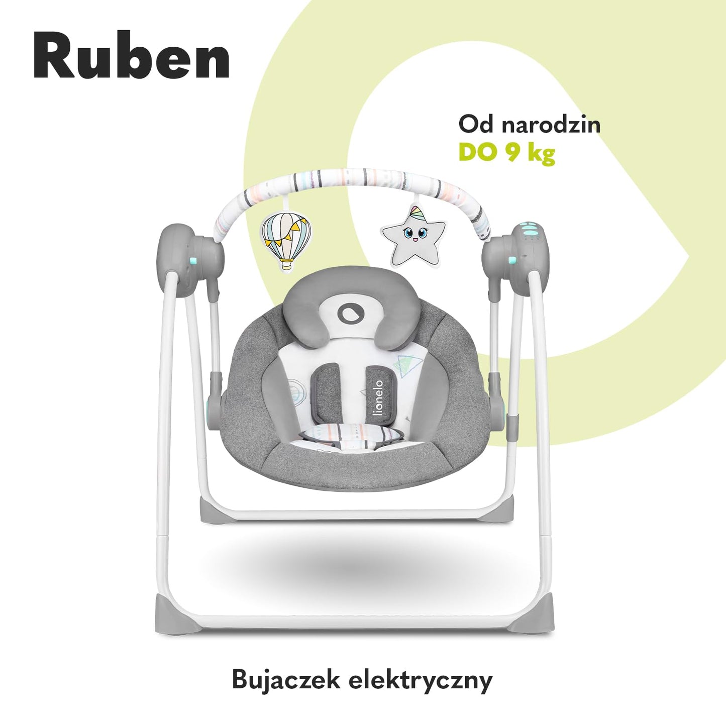 Lionelo Ruben elektriline beebikiik, kuni 9 kg, hall-türkiis