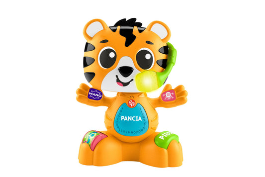 Fisher-Price interaktiivne õppetiger „Carlotta“ – muusika- ja valgusmänguasi (Itaalia versioon)