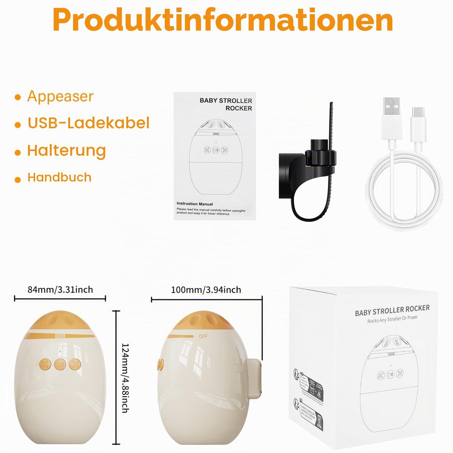 Mkitnvy vankrikiigutaja, 11 valget müra, USB-C, 40 min, kaasaskantav