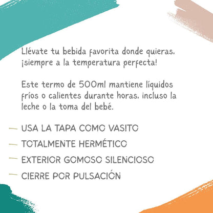 Miniland Whaley roostevabast terasest termos, 500 ml, sinine