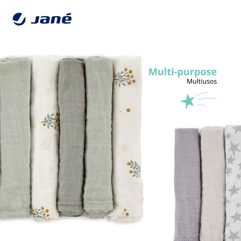 Jané musliinlapid 6 tk, puuvilla ja bambusega, 35 × 35 cm, roheline