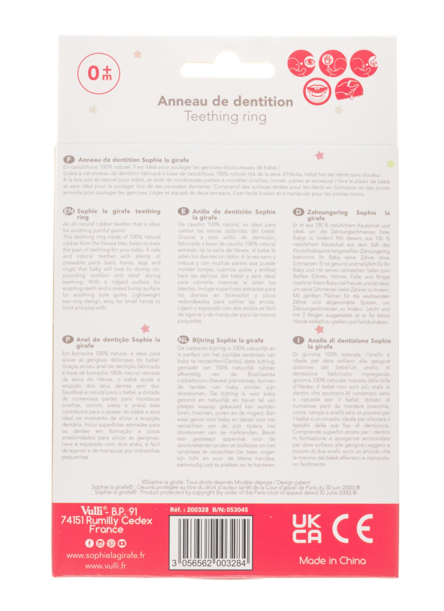 Sophie la Girafe närimisrõngas, 100% looduslikust kummist