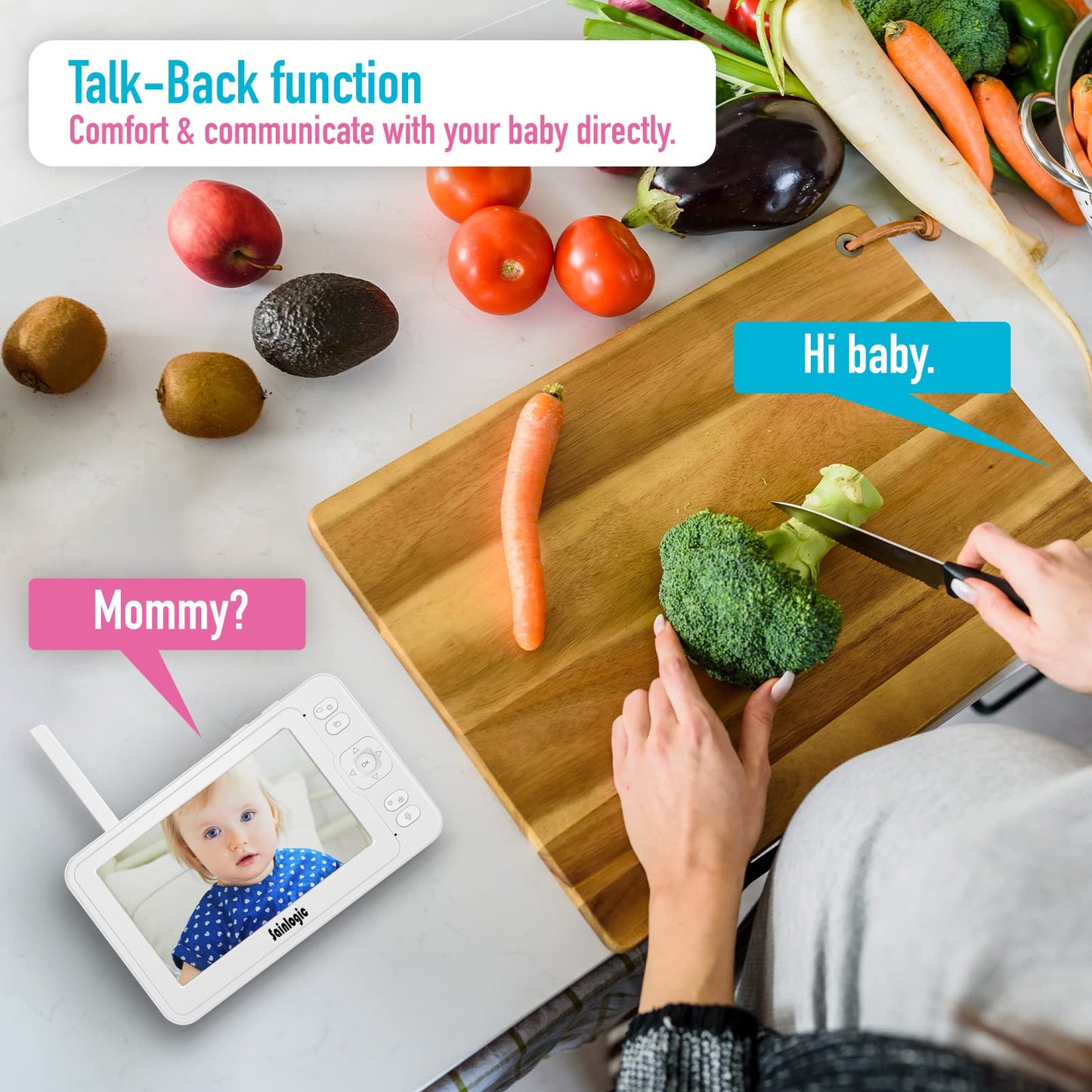 Sainlogic 1080P beebimonitor 5-tollise ekraani ja pööratava kaameraga