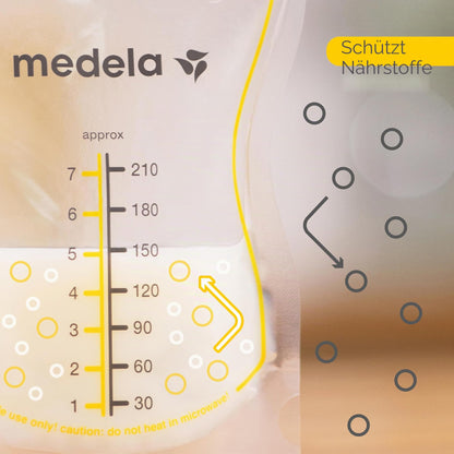 Medela Easy Pour rinnapiima säilituskotid 210 ml, 50 tk, valge