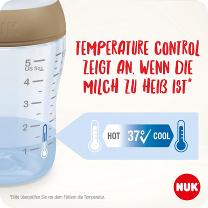 NUK Perfect Match klaasist lutipudelite komplekt, 4 tk (120 ml ja 230 ml), vikerkaar