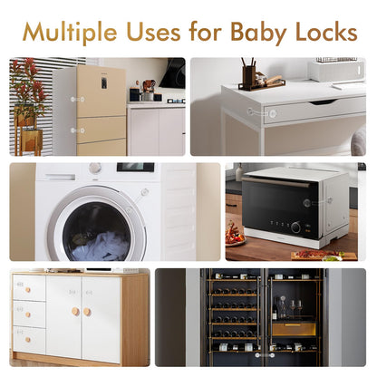 AiQInu child safety locks for cabinets and drawers, transparent, 9 pcs