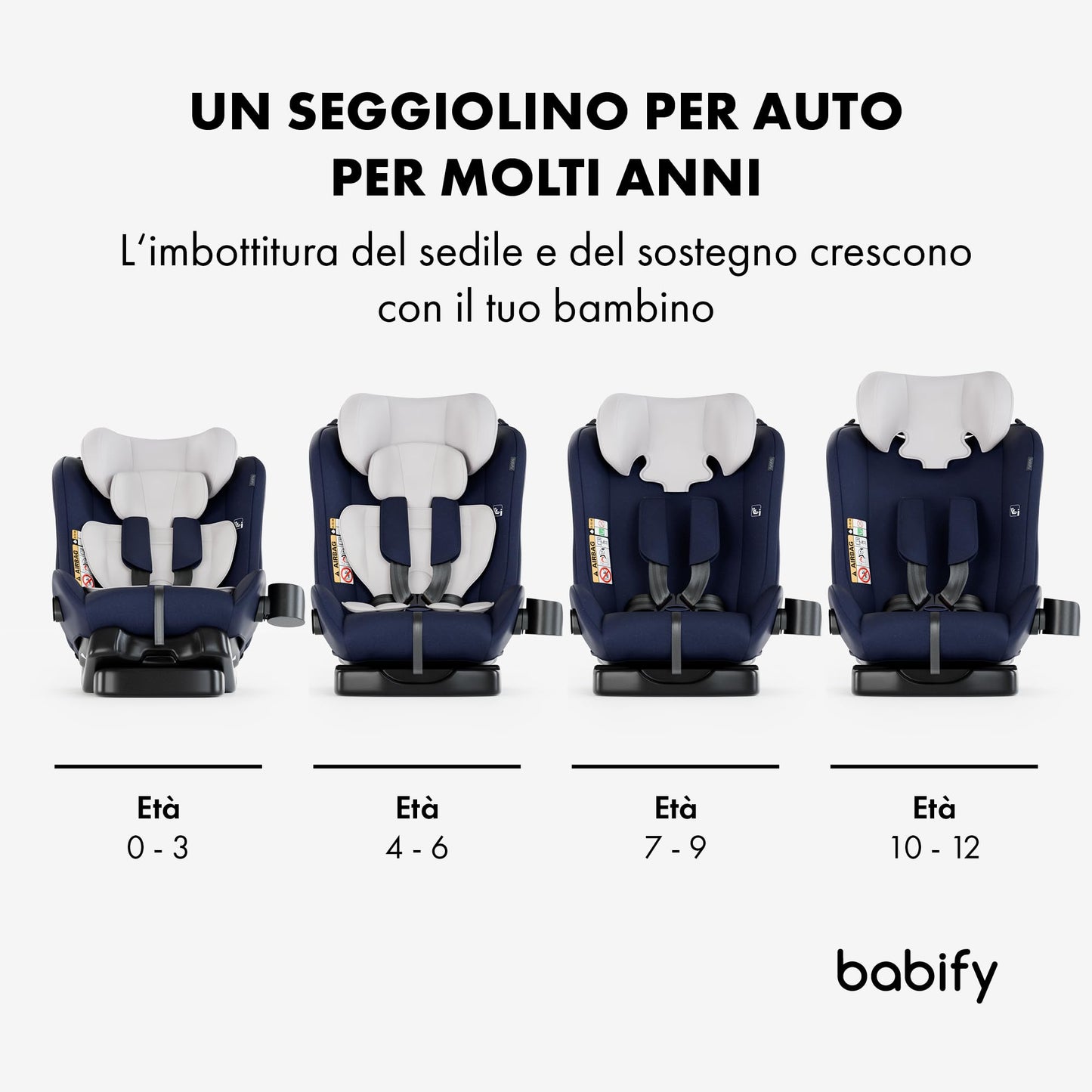 Babify 3-in-1 turvatool 40–150 cm (R129), turvavööga kinnitatav – sinine/hall