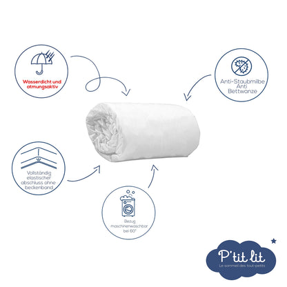 P’tit Lit veekindel ja tolmulestavastane madratsikaitse beebile 60 × 120 cm