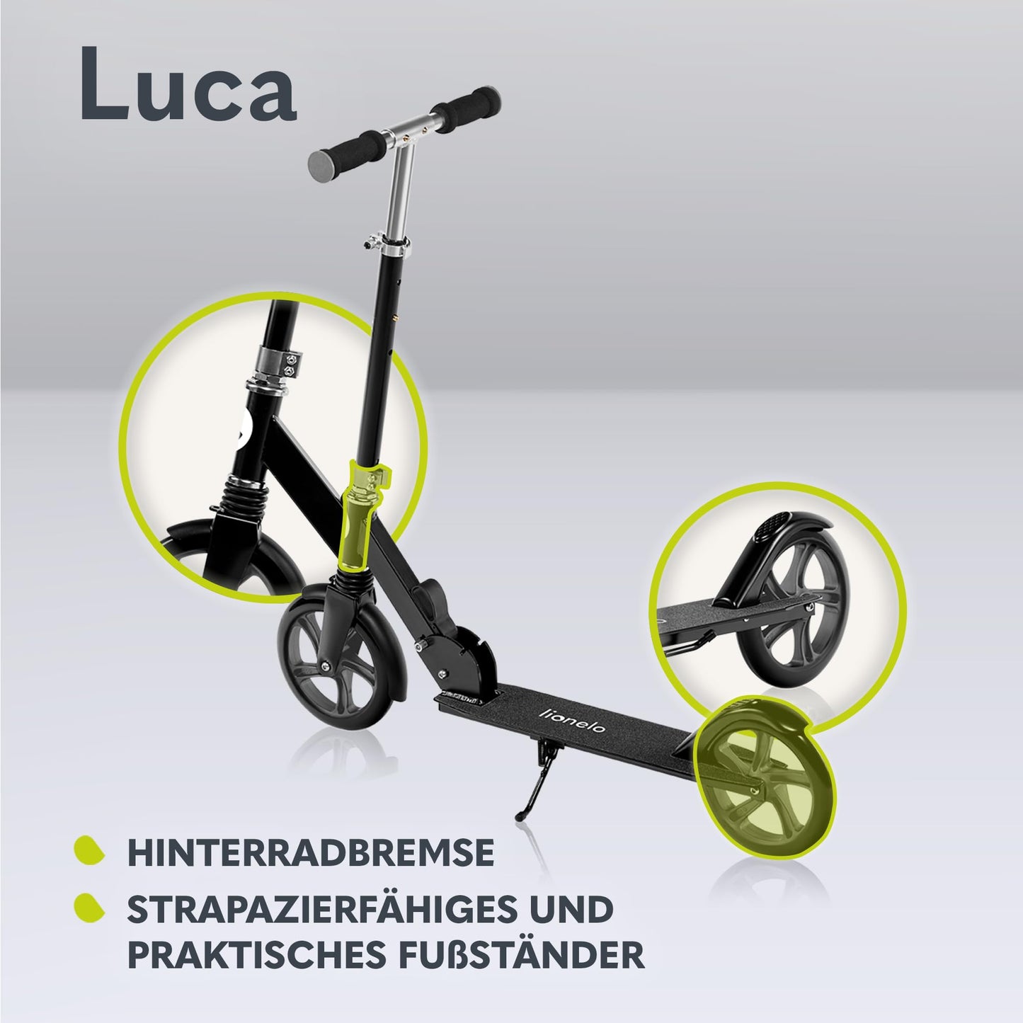 Lionelo Luca tõukeratas, kokkupandav, 200 mm PU-rattad, kuni 100 kg