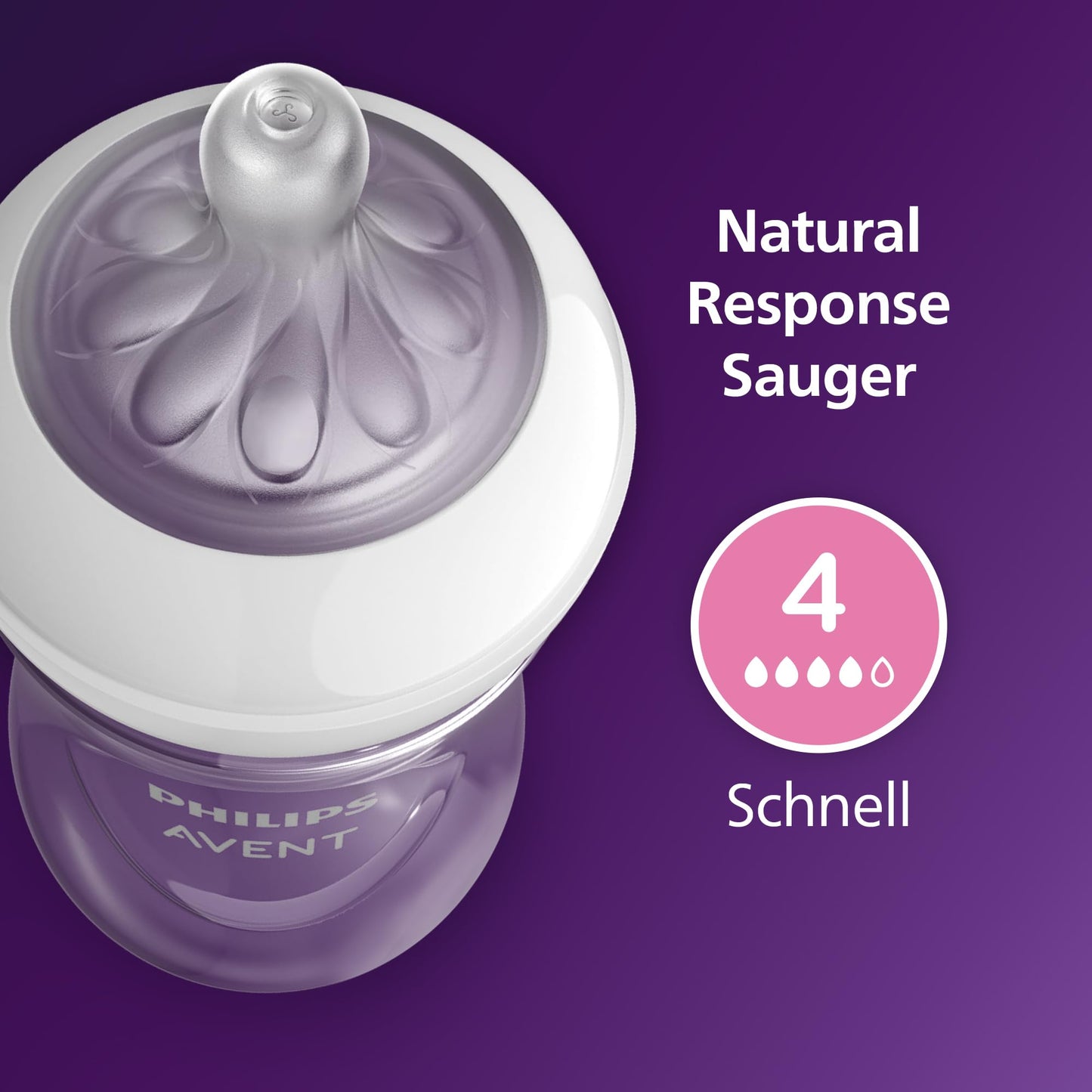 PHILIPS AVENT Natural Response lutipudel 330 ml, voolukiirus 4, lutt alates 3 kuust, SCY906/11
