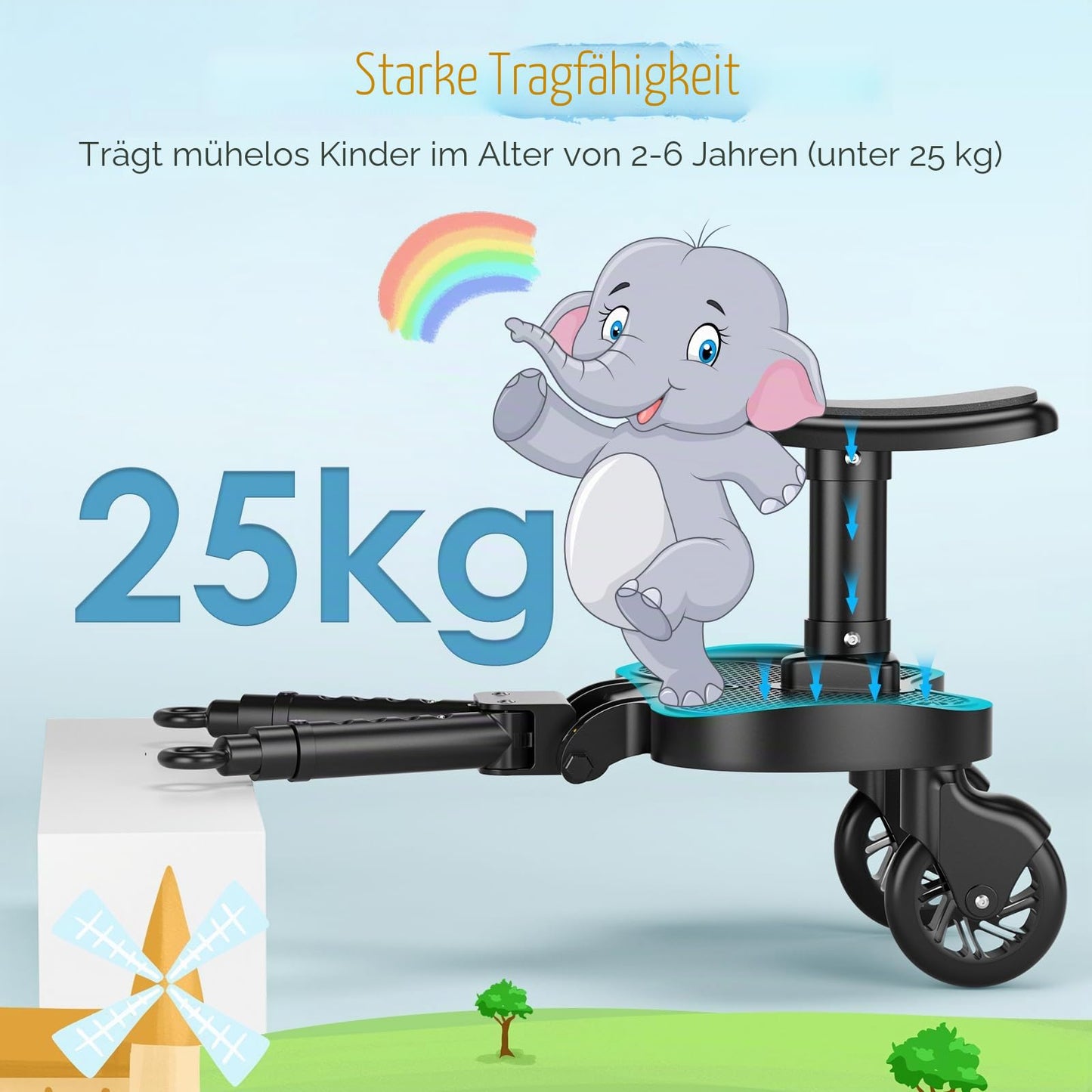 BugyKido universaalne istmega seisulaud lapsevankrile, kuni 25 kg