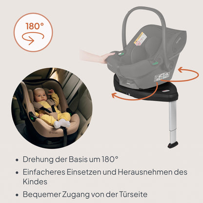 Lionelo Astrid i-Size Base Plus ISOFIX-alus turvahällile, 180° pööratav, must