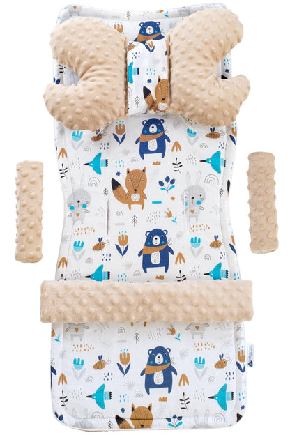 Medi Partners universaalne istmepadi vankrile, Boho animals, beeži Minky, 5-osaline