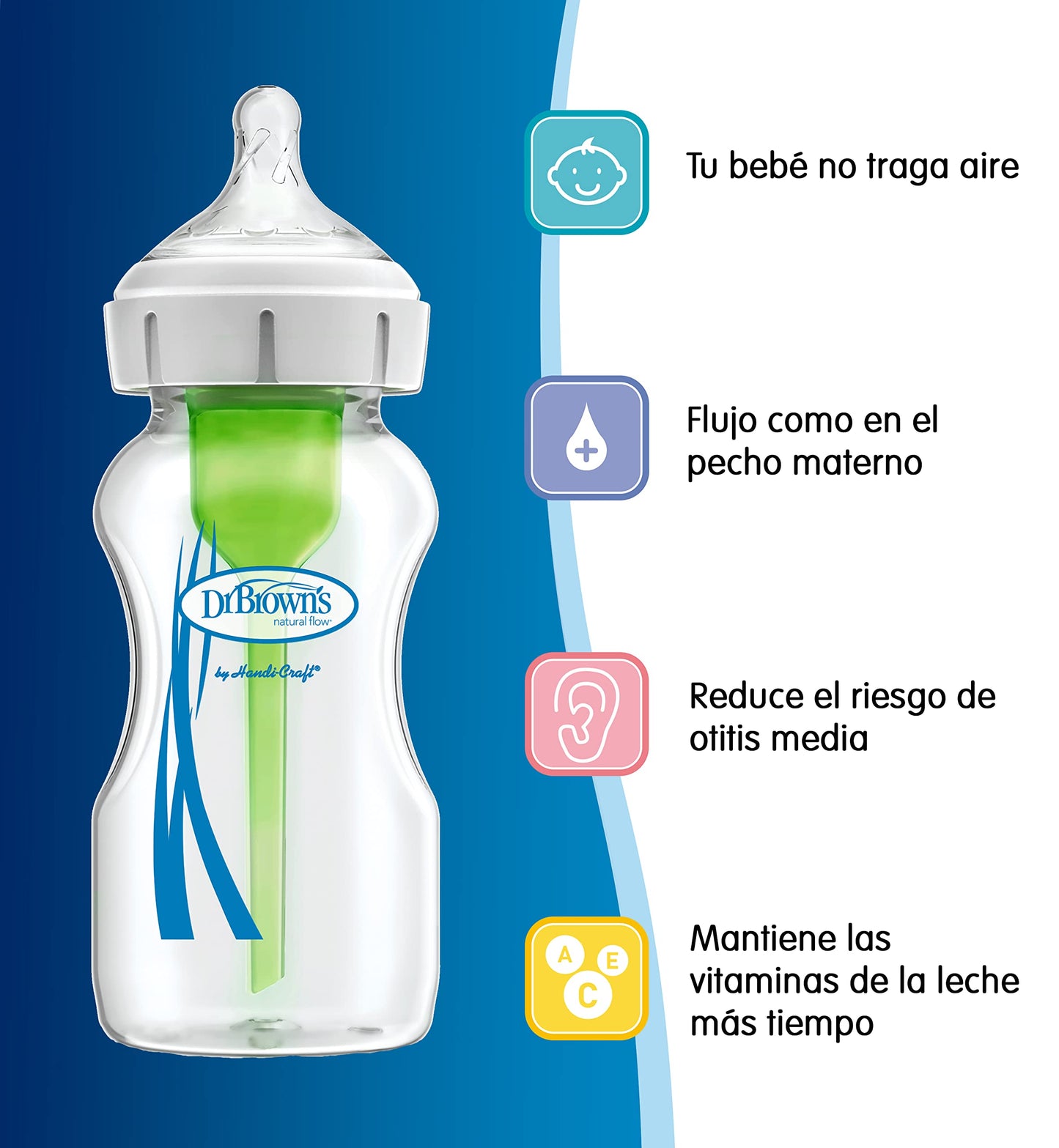 Dr. Brown’s Options+ koolikuvastane lutipudel 270 ml, roosa (0+)