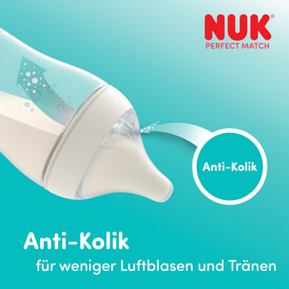 NUK Perfect Match lutipudel 0-3+ kuud, 150 ml ja 260 ml, Rainbow, 4 tk