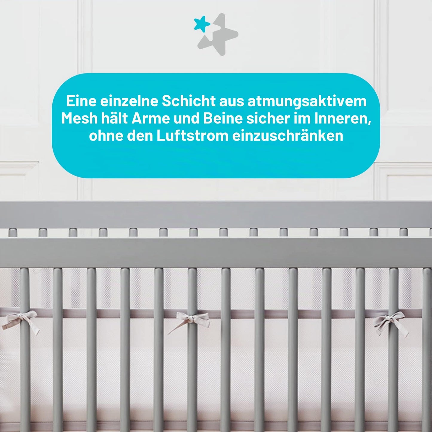 BreathableBaby AirflowBaby Essential võrevoodi võrgust voodipiire 120 x 60 cm või 140 x 70 cm, valge