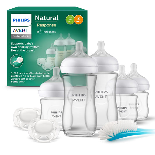 Philips Avent Natural Response klaasist lutipudelite komplekt – 4 lutipudelit + 2 lutti