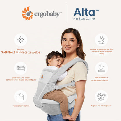 Ergobaby Alta Hip Seat beebikandekott hüftsistmega, SoftFlex Mesh, 4–48 kuud, grafiithall