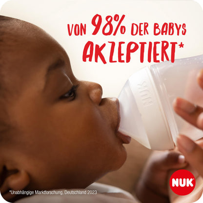 NUK Perfect Match klaasist lutipudelite komplekt, 4 tk (120 ml ja 230 ml), vikerkaar