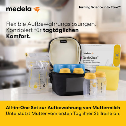 Medela rinnapiima hoiustamise komplekt 150 ml pudelite, Easy Pour kottide ja jahutuskotiga