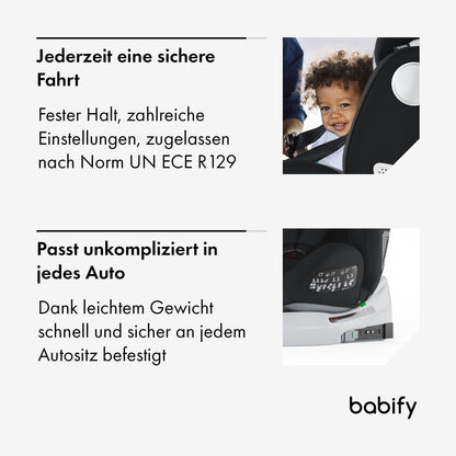 Babify Onboard 360° pöörlev turvatool, Isofix, i-Size 40–150 cm, must/tumehall