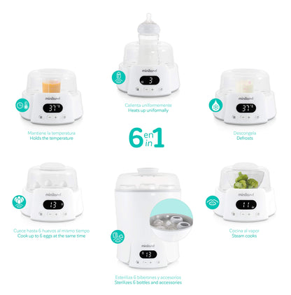 Miniland SUPER 6 – 6-ühes pudelisoojendaja, aurusterilisaator ja auruküpsetaja
