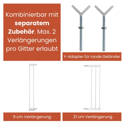 hauck Clear Step Autoclose 2 turvavärav 21 cm pikendusega, valge, 96-101 cm, 77 cm, ilma puurimiseta