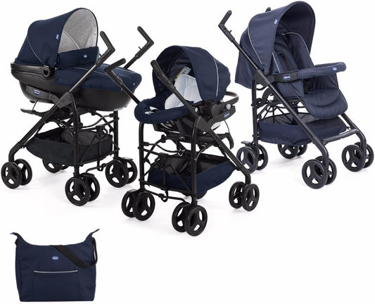 Chicco Trio Sprint 3-in-1 reisisüsteem (vanker, kandekorv ja turvahäll), tumesinine