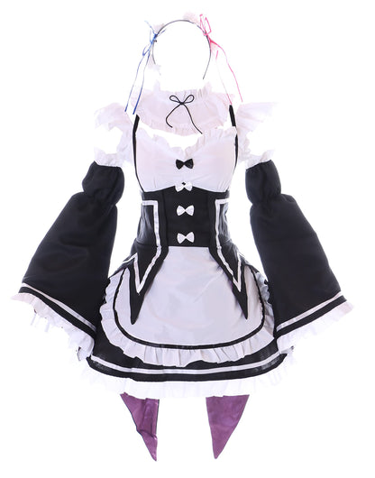 Naiste cosplay kostüüm „Re:Zero“ Rem/Ram teenijanna, 7-osaline komplekt, suurus L