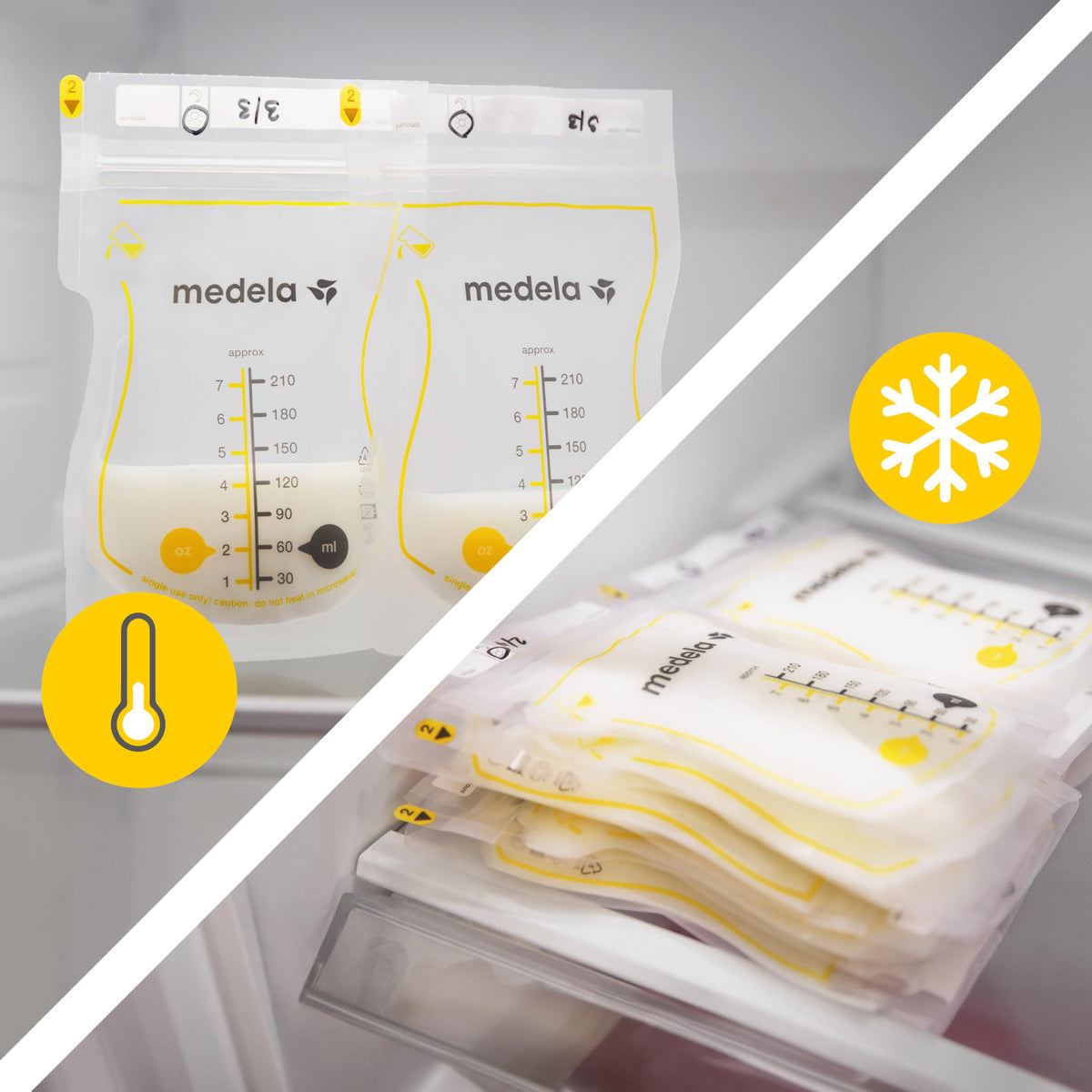 Medela Easy Pour rinnapiima säilituskotid 210 ml, 50 tk, valge