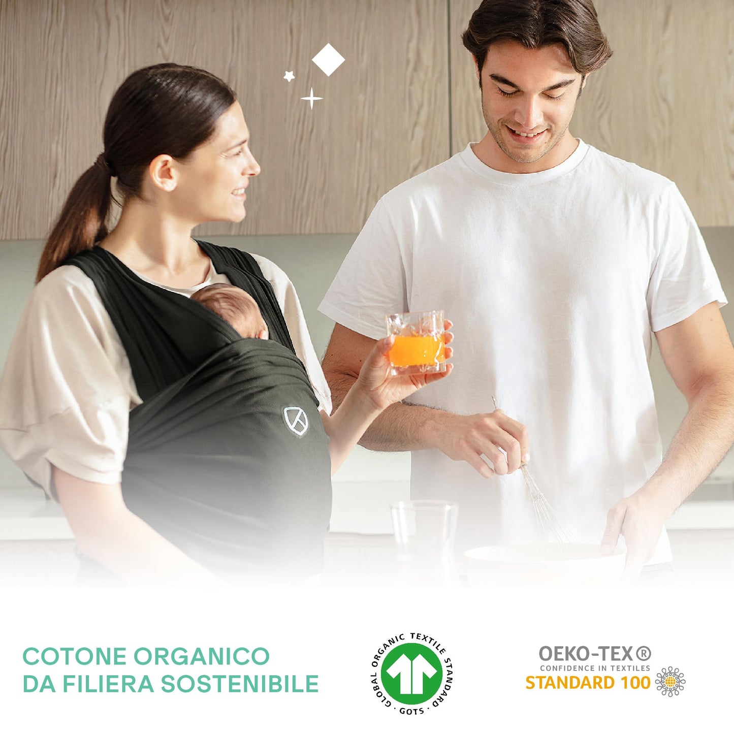 Koala Babycare Stretchy Baby Sling – 100% Organic Cotton, Easy to Wear, Up to 15 kg