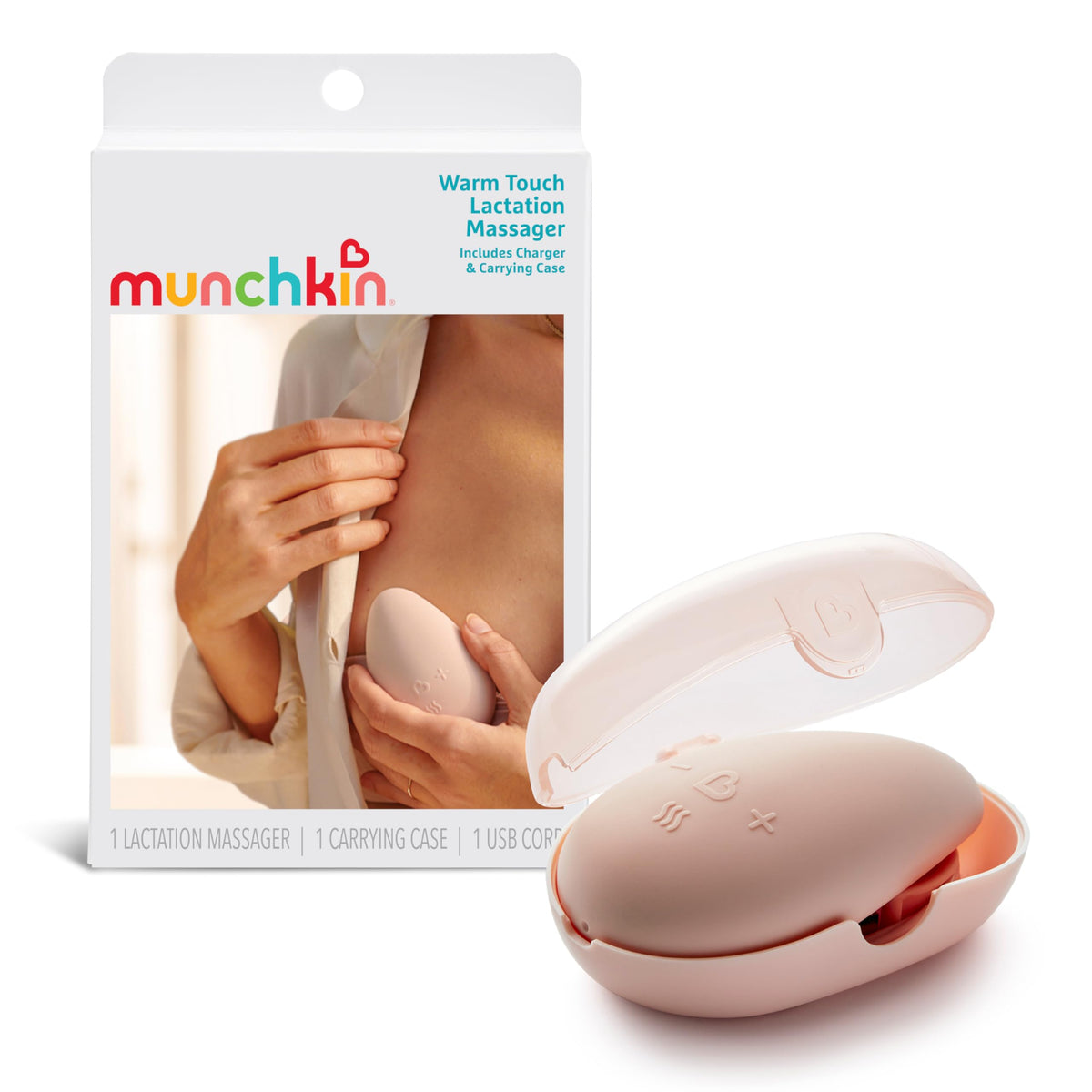 Munchkin Warm Touch laktatsioonimasseerija kuumuse ja vibratsiooniga, vanaroosa (Dusty Rose)