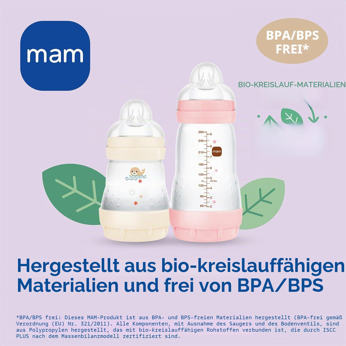 MAM Easy Start Anti-Colic lutipudelite komplekt 2 tk, 260 ml, roosa, 2+ kuud