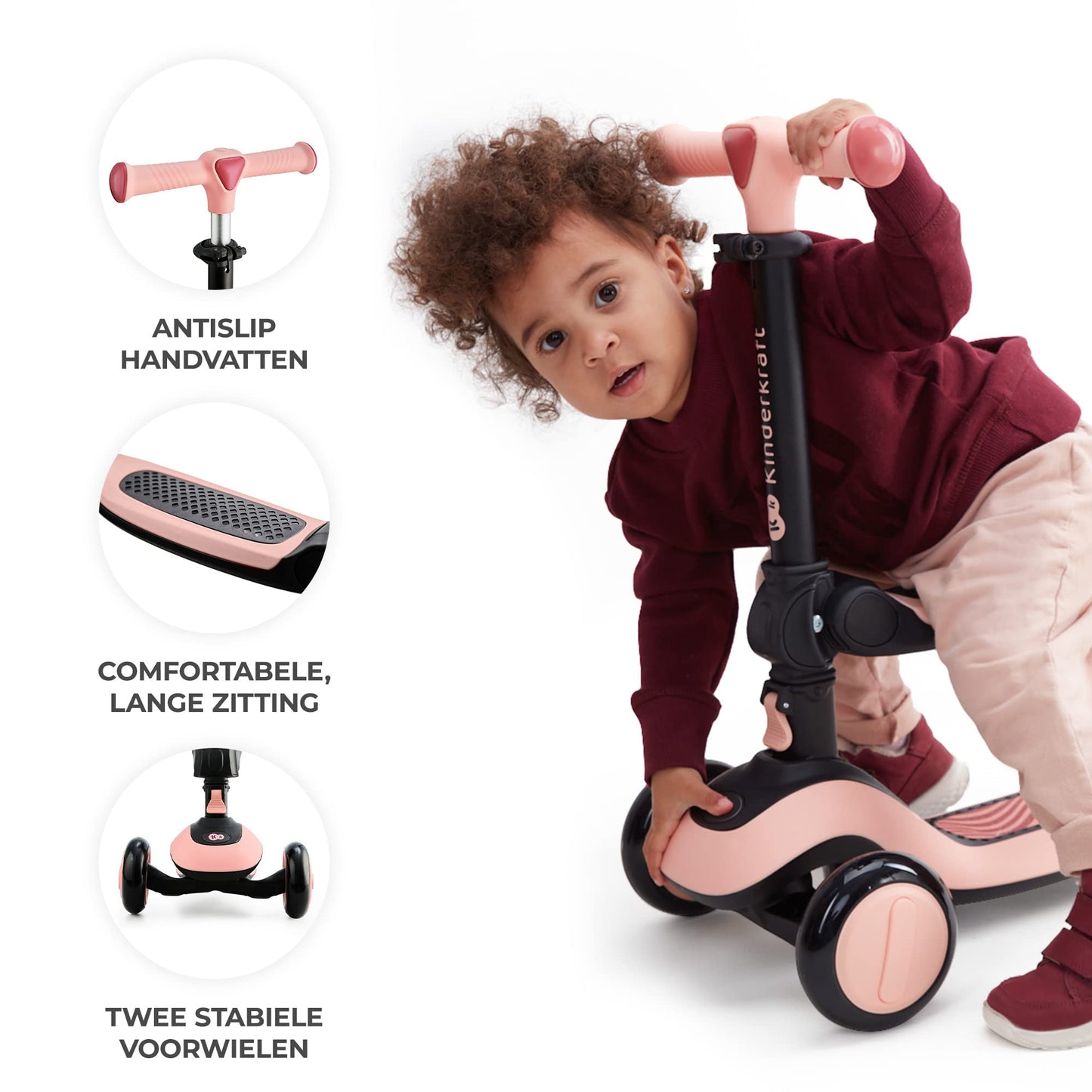 Kinderkraft HALLEY 2-in-1 tasakaaluratas ja tõukeratas lastele – stone white