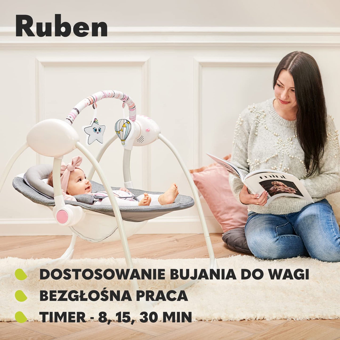 Lionelo Ruben elektriline beebikiik, kuni 9 kg, hall-türkiis