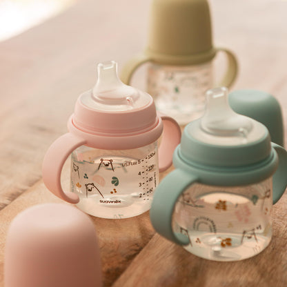 Suavinex Bears treeningtass käepidemetega, 150 ml, roosa