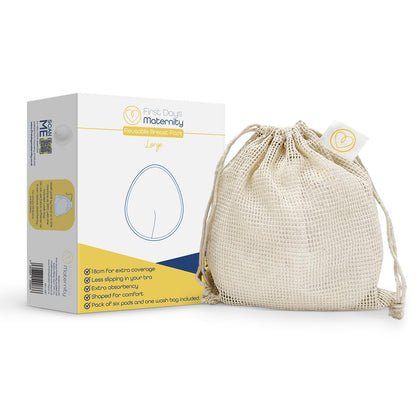 First Days Maternity Supplies korduvkasutatavad rinnapadjad, valged, 18 cm, 6 tk