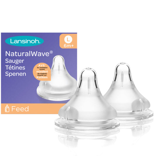 Lansinoh NaturalWave pudelilutt, suurus L, 2 tk – kiire vooluga, silikoonist